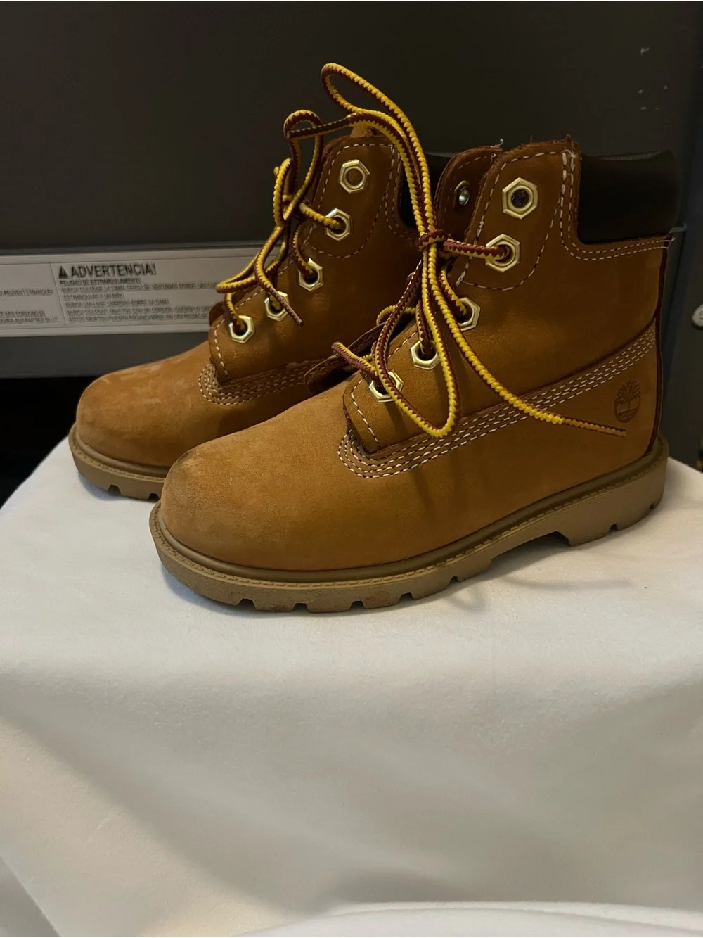 Timberland Wheat Nubuck Work Boots with Yellow Laces